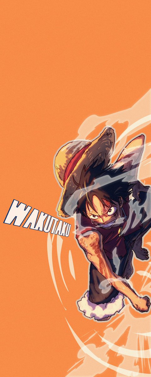 monkey d. luffy 1boy straw hat hat male focus solo orange background black hair  illustration images