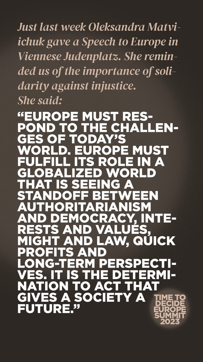 ERSTE Foundation | @erstestiftung.org on Bluesky (@erstefoundation) on Twitter photo The Time to Decide Europe Summit 2023 has started with the speech of <a href="/BorisMarte/">Boris Marte</a>, in which he quoted <a href="/avalaina/">Oleksandra Matviichuk</a>'s Speech to Europe: The Time to Decide Europe Summit 2023 has started with the speech of <a href="/BorisMarte/">Boris Marte</a>, in which he quoted <a href="/avalaina/">Oleksandra Matviichuk</a>'s Speech to Europe: