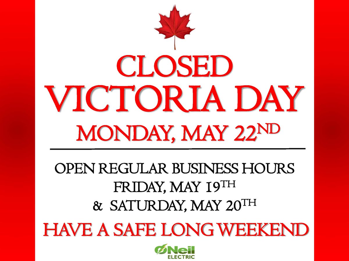 Please note, O’Neil Electric will be closed on Monday May 22nd! Please plan your orders accordingly! #closed #may24 #longweekend #victoriaday #electrical #lighting #wholesale #toronto #scarborough #gta #vaughan #woodbridge #cambridge #kitchener #waterloo #oneil #oneilelectric