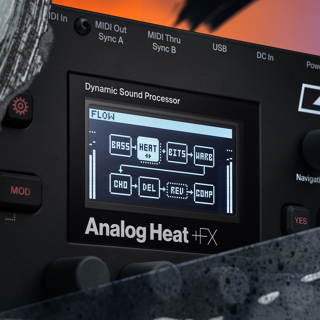 Analog Heat +FX is a dynamic sound processor. Open up this bucket of sonic paint & dip your beats, sounds & melodies. Place the effects in any order you like, & save the chain in one of the 512 preset slots – for instant recall. Read, watch and listen: bit.ly/41iWzXL