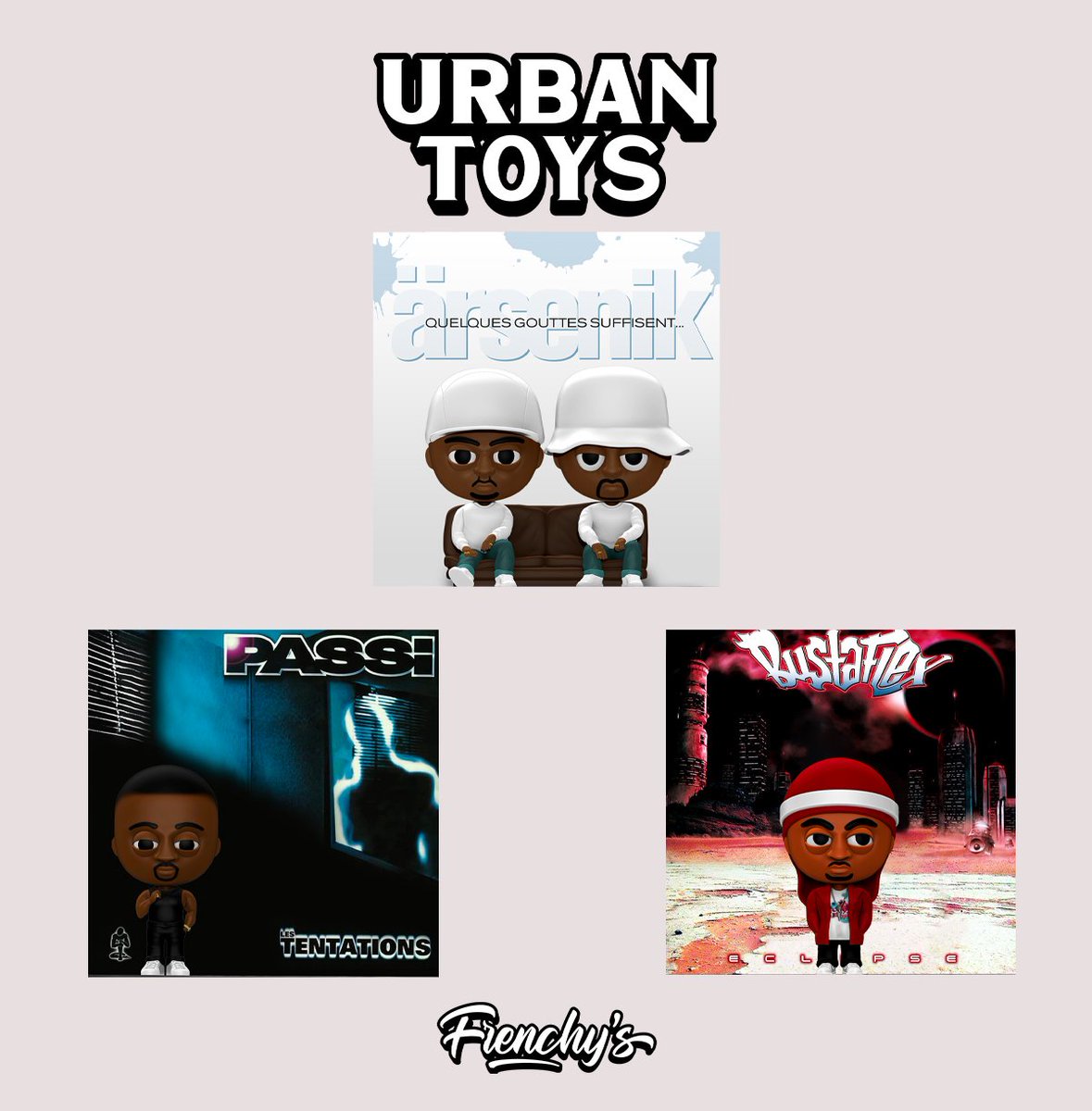 Fier d'avoir créé la première société française de toys consacrée au monde du rap.

Merci a Calvin (l'homme de l'ombre) et Orel (toys designer) de m'avoir suivi sur ce projet.
Ainsi qu'a Arsenik, Passi et Busta Flex de m'avoir accordé leur confiance.

Urban-toys.com