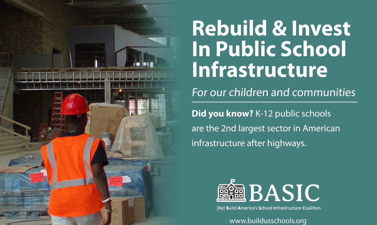 As an essential part of the nation’s public #infrastructure, elementary & secondary public education is the 2nd largest sector for state & local construction capital outlay, after highways. #infrastructureWeek #SchoolsAreInfrastructure