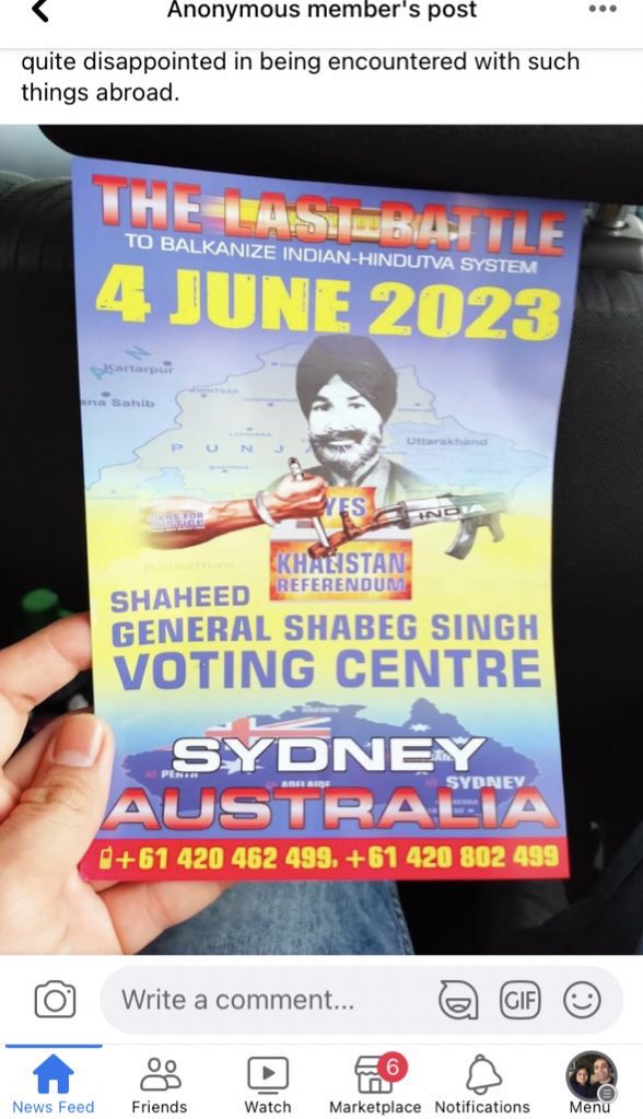 i_inspiration's tweet photo. @sidhant And here is the propaganda going on Australian soil before Modiji visit. These ppl are working towards this . #khalistani activities. Got to see this in some Indian fb group https://t.co/Nzd1ZCgOLG