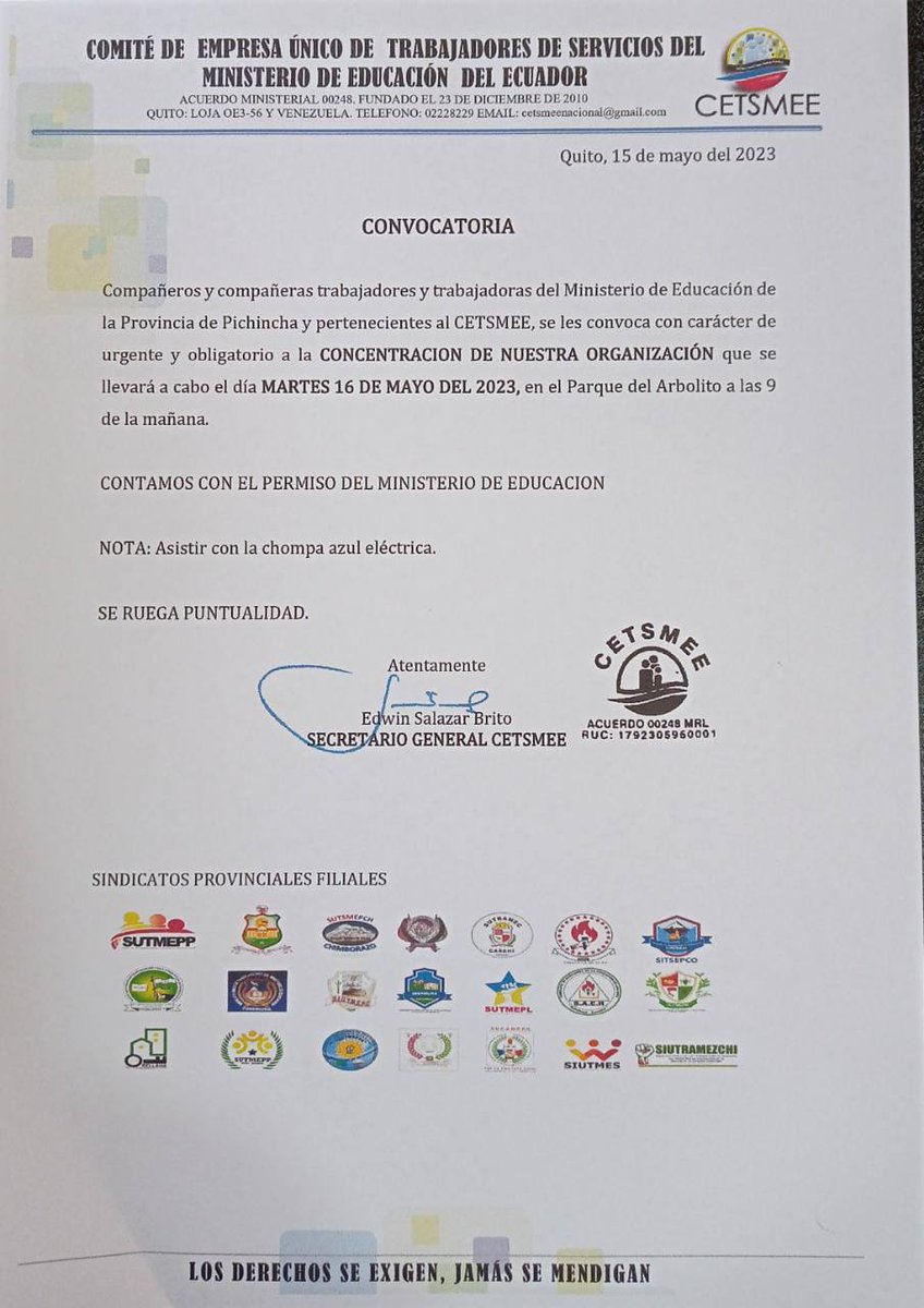 DanielGranjaEc's tweet photo. ‼️Vacias las oficinas del Ministerio de Educación por orden del Comité de Trabajadores‼️

La convocatoria es de "carácter urgente y obligatoria" a la concentración en el Parque del Arbolito.

Obligados a marchar a favor de Guillermo Lasso, un régimen que ha destrozado los derechos de la clase trabajadora.

#LassoSeVa