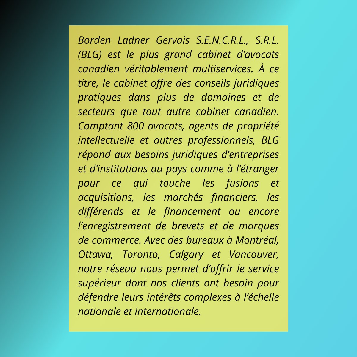 [Journée des organisations internationales]
✨MERCI À NOS GÉNÉREUX COMMANDITAIRES✨

Merci à Borden Ladner Gervais S.E.N.C.R.L., S.R.L. (BLG) <a href="/BLGLaw/">BLG</a>  pour leur précieux soutien à la réalisation de la Journée des organisations internationales !

#Montreal