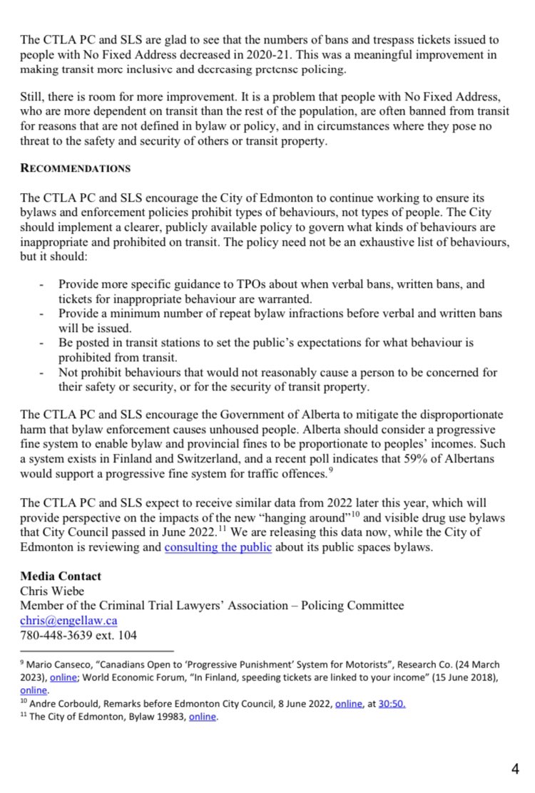 New data for 2019-21 from <a href="/CityofEdmonton/">City of Edmonton</a> obtained by <a href="/AlbertaCTLA/">Alberta CTLA</a> &amp; <a href="/slsedmonton/">SLS Edmonton</a> show that 1) Indigenous &amp; unhoused peoples continued to receive disproportionate share of transit tix, 2) the # of tix TPOs issued decreased, &amp; 3) crime didn’t increase without a loitering bylaw 1/