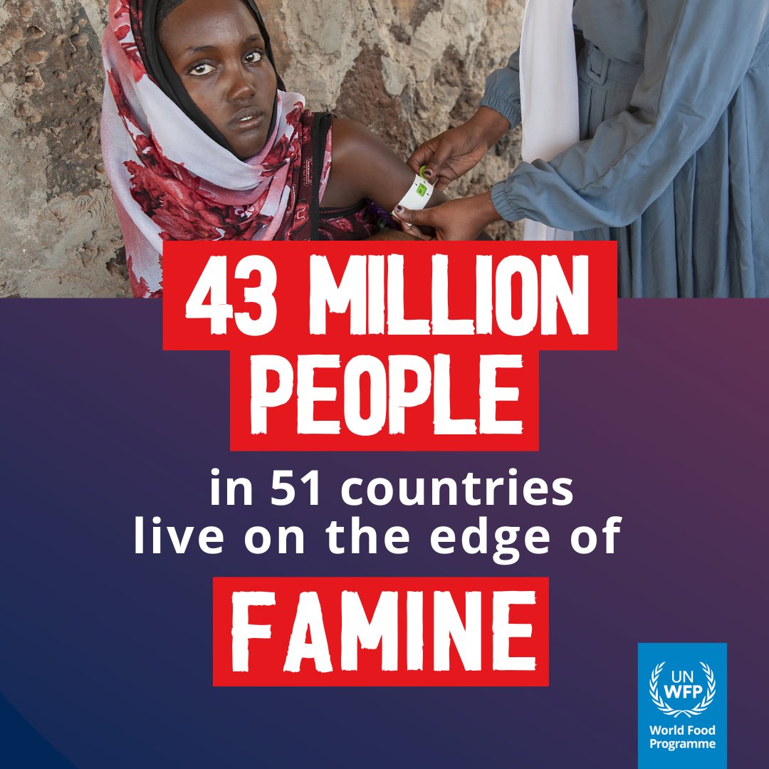 Unthinkable truth: 43 million people in 51 countries are on the brink of starvation right now.

The world must respond before it is too late. #FightFamine