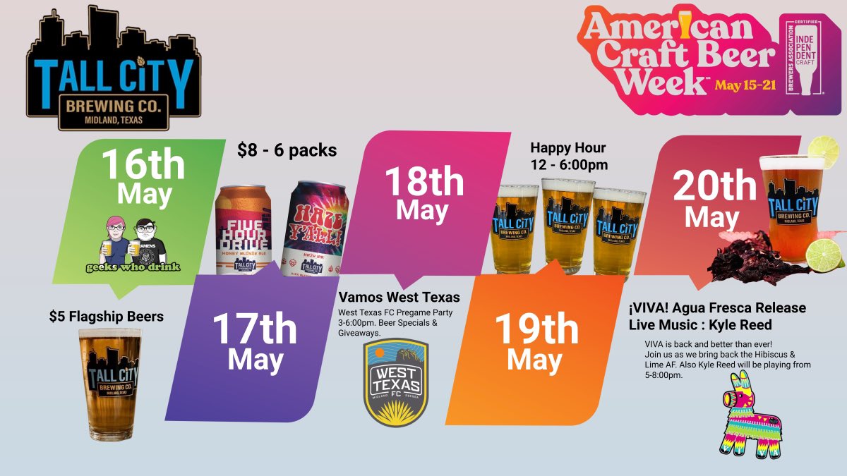 Happy American Craft Beer Week!! 
Tuesday: $5 Flagship Beers !!