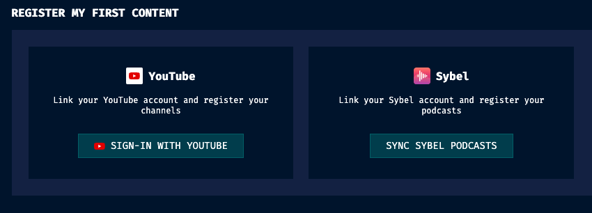 4/7 🎥 Creators, this one's for you! Register your content (<a href="/YouTube/">YouTube</a> channel or <a href="/sybel_fr/">Sybel Fr</a>  podcast) in the Creators tab. Be rewarded for the consumption of your content by your community.