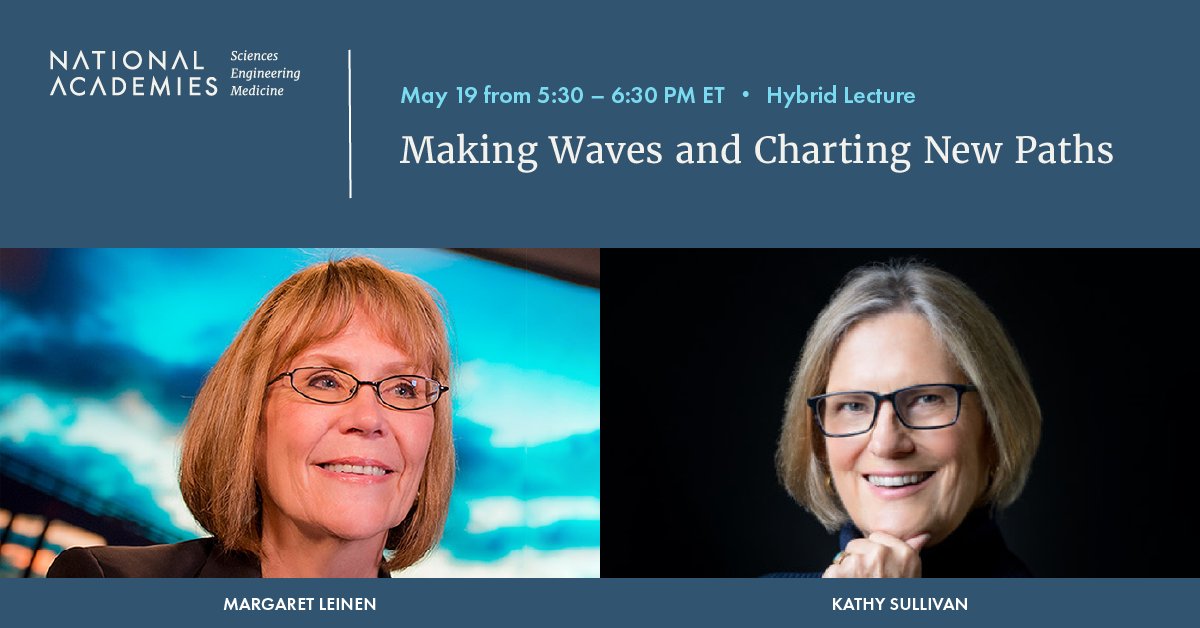 theNASEM's tweet photo. Hear Margaret Leinen (@Leinen4ocean), director of @Scripps_Ocean, and former astronaut and @NOAA administrator Kathy Sullivan discuss their notable careers and the importance of discovery and exploration to our future at our May 19 lecture.

Register: https://t.co/5WTYWSexEh https://t.co/5yE5ZJ2g3r