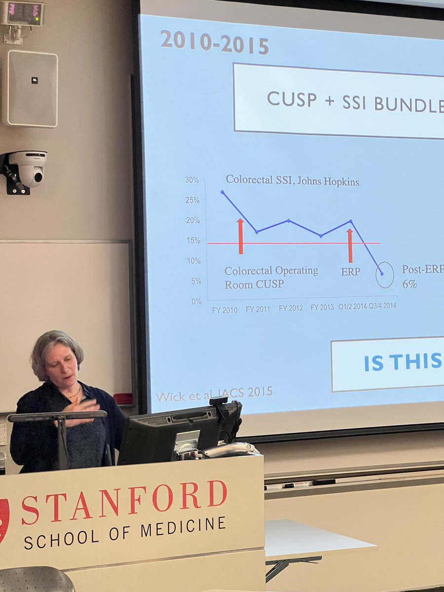 Liza Wick sharing the science of QI and path forward for continuous improvement. ⁦@StanfordSurgery⁩ ⁦@StanfordSPIRE⁩ ⁦@UCSFSurgery⁩ ⁦@ardenmorris1⁩ ⁦@cliffordkomd⁩