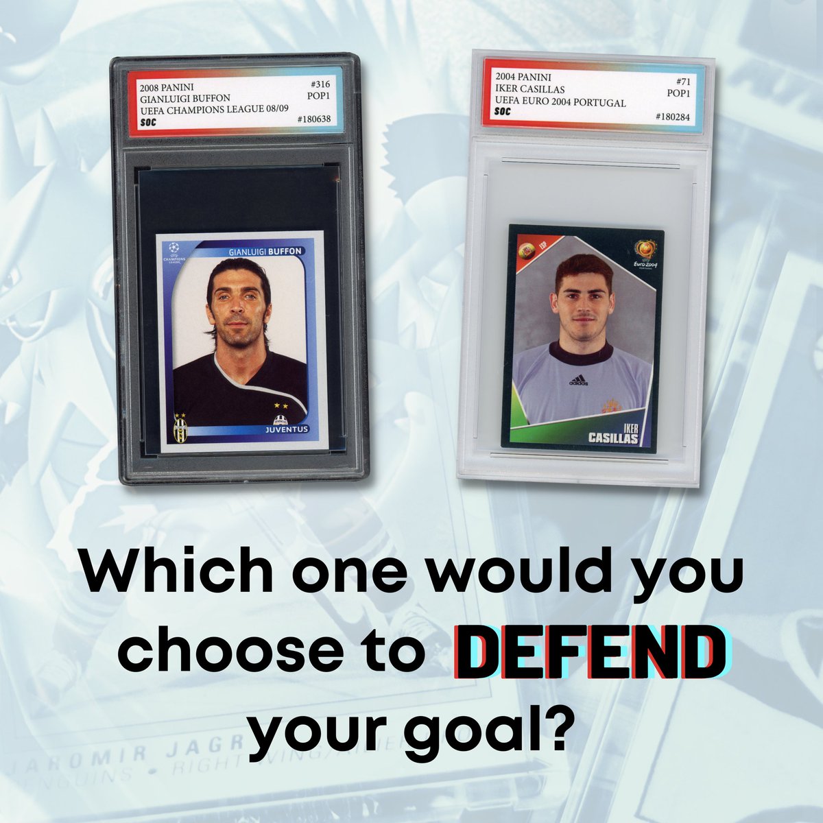 special1cards's tweet image. This is a tough question, we know...but someone has to face the problem! 😂
What card would you prefer? ❤⚽️

#specialonecards #tradingcards #gradingcards #sportcards #sportfans #Sportcommunity #soccercards #footballfans #footballcards #soccerfans #Casillas #IkerCasillas #buffon