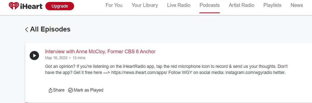 Thank you @WGYMornings for having me on the radio this morning to talk about my decision to leave TV news. 

Doug you're awesome. I'm grateful for the light you shine on local reporters and your interest in the process of getting the story.  

Listen here: iheart.com/podcast/265-wg…