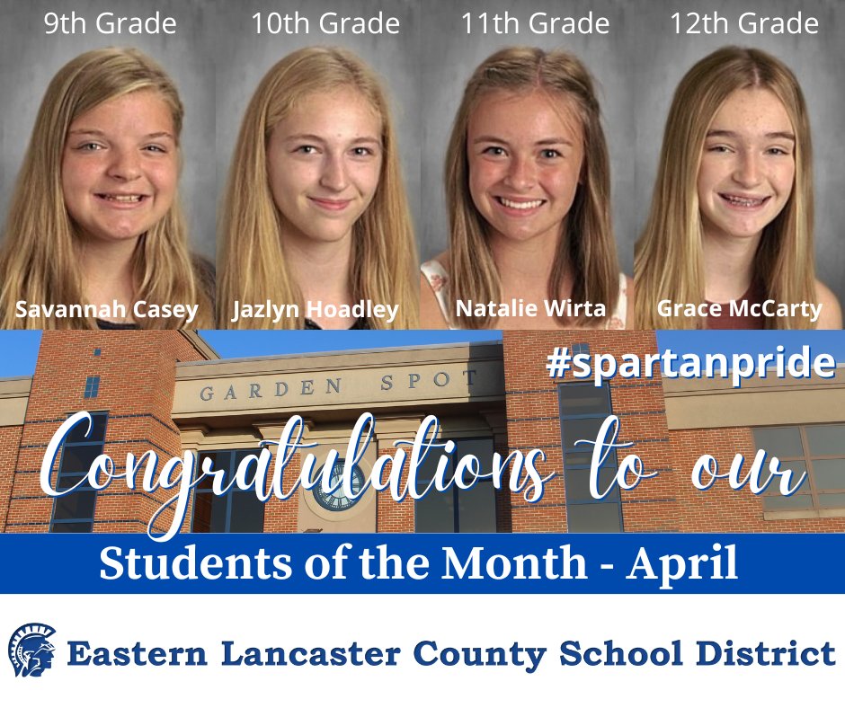 Congratulations to our April Students of the Month!
Our April students were selected for continually showing compassion!
Keep up the great work, Spartans!
