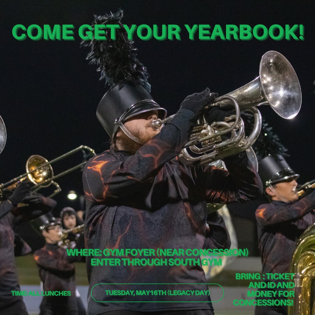 DONT FORGET!!! TODAY’S THE DAY!! We still have some Yearbooks left for sale!! Order now at Yearbookforever.com • 🗓️Distribution day is May 16th during lunches!! 📍Gym Foyer by the concession stands, enter through the South Gym 👉Must bring your ID & Yearbook ticket