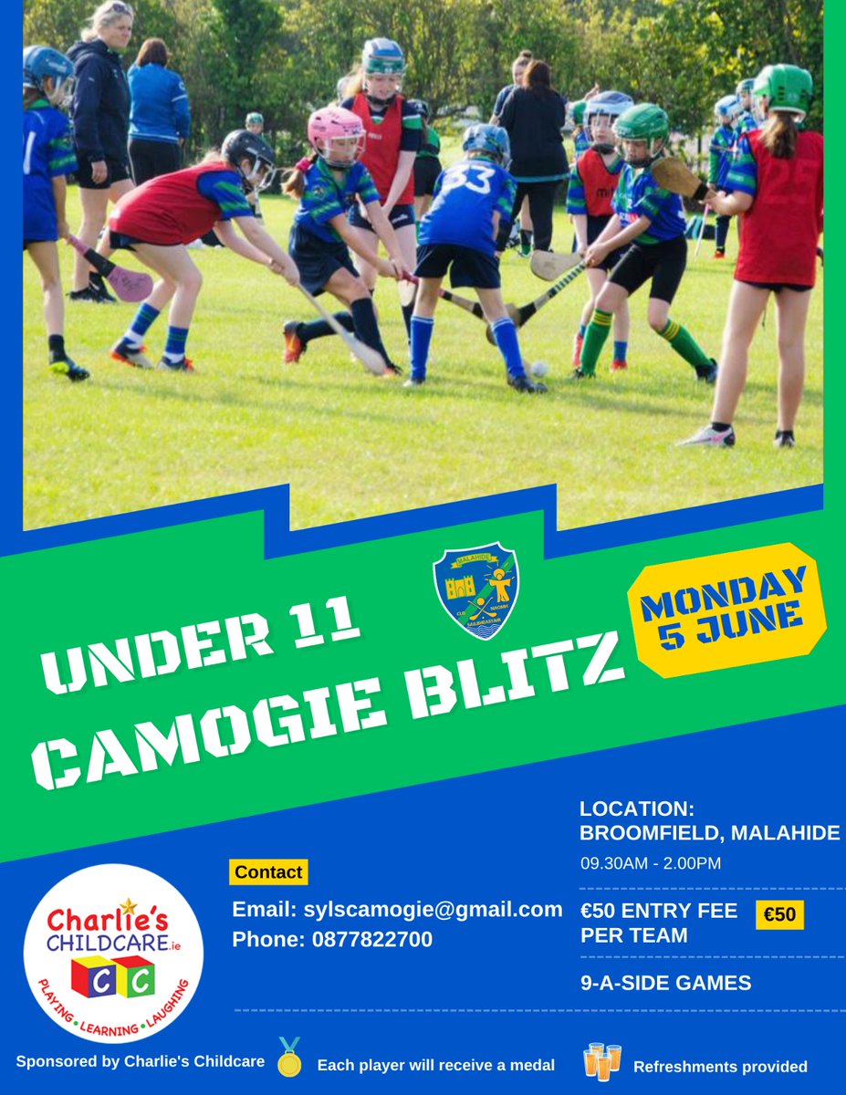 SylsCamogie's tweet photo. We are hosting our first u11 Camogie Blitz on the 05th of June. If anyone would like an invite we would love to hear from you. It promises to be a great fun day out. https://t.co/J7rAB6UeiG