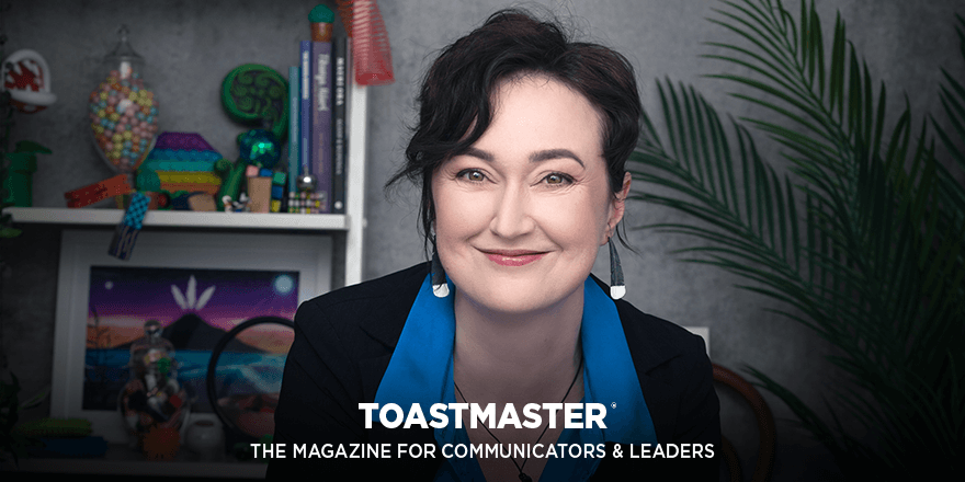 Toastmasters's tweet photo. “As Toastmasters, as communicators, as magical human creatures, we all have the gift of using our words to change the world. Whether it’s on a big stage, in a club meeting, or acknowledging our own identity quietly to ourselves,” she says. 
https://t.co/4RTn4LC17L 
#toastmasters https://t.co/t7OtPDTRoX