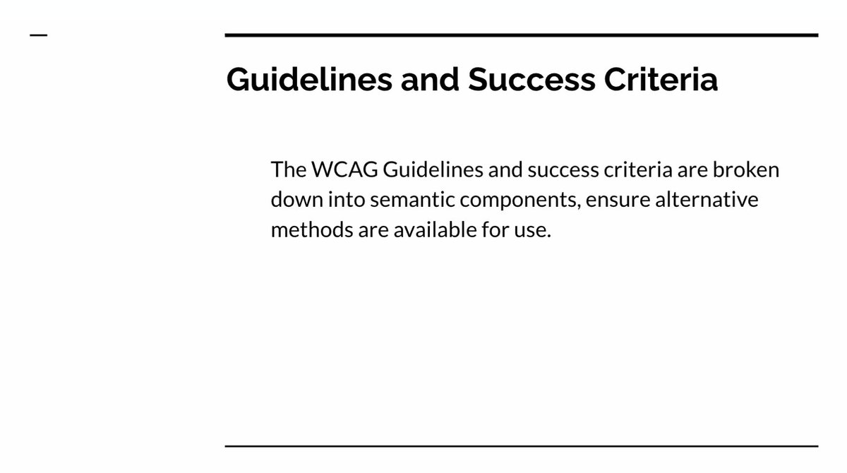 we_are_Nomensa's tweet image. WCAG guidelines and success criteria:

💫 are broken down into semantic components
💫 ensuring alternative methods are available for use

#A11y #Accessibility #AccessibleContent #ContentDesign #Virtua11y #WebAccessibility #WCAG
