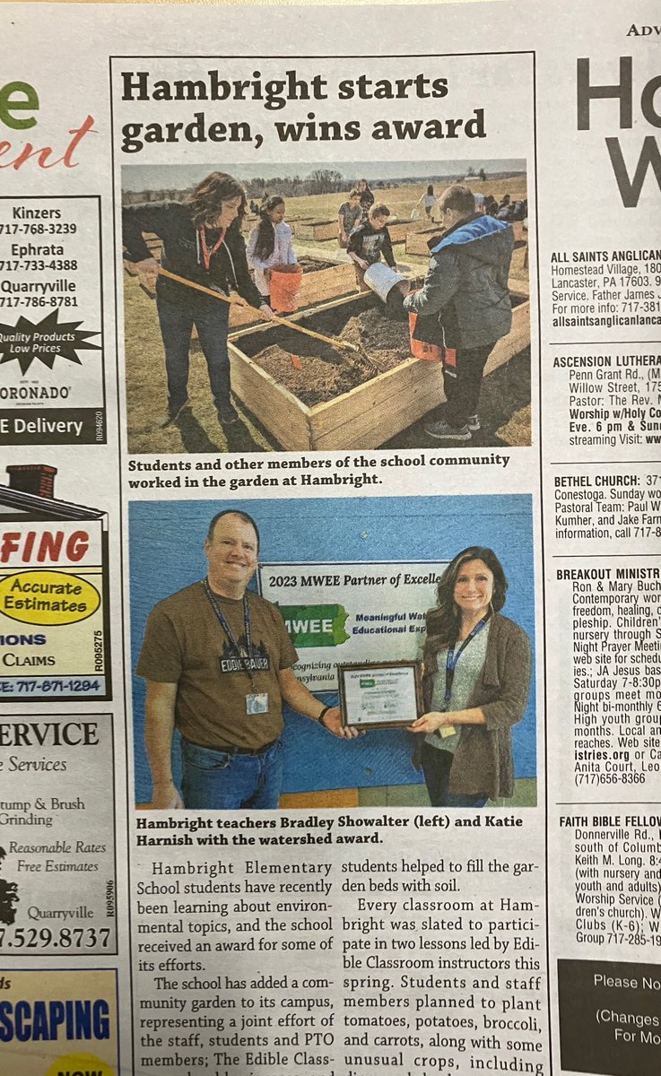 pennmanor's tweet image. Shout-out to the Penn Manor Advertiser for running articles this week on Penn Manor’s e-sports team and Hambright’s environmental award and new community garden.