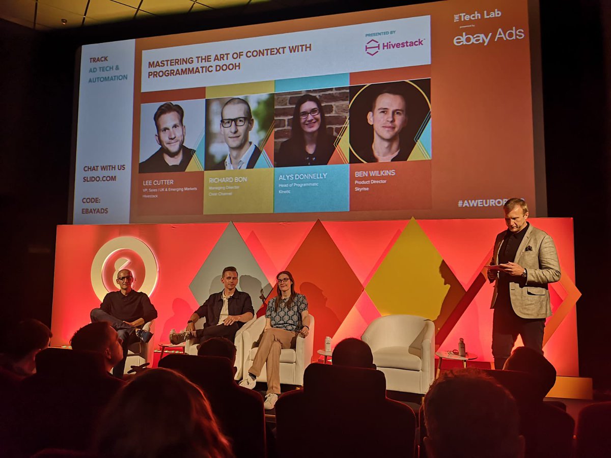 kineticwwUK's tweet photo. Our Head of Programmatic, Alys Donnelly explaining how #PrOOH can drive tangible results as part of a great panel! #AWEurope23 https://t.co/7RG64GY15i