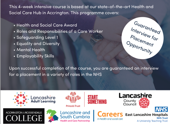 Are you interested in working for the #NHS?🏥 Join the 'Step into ELHT programme' to gain the knowledge & skills to ensure you are ready for a variety of roles in #EastLancashire NHS Healthcare Trust. Call us on 01254 238533 or email 1stcall@onward.co.uk for more information.