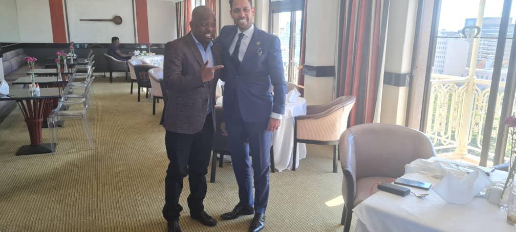 aezimbabwe's tweet photo. AEZ president Alson Darikayi
@ADarikayi meets Zim Head of Consul to Israel, Consular General Ambassador Ron Levi Musan
@RonnyLeviMusan
#Game changing economic empowerment  partnerships, synergies &amp; collaborations
#religious tourism &amp; hospitality opportunities
Empowerment is Now! https://t.co/XWnohnmBRU