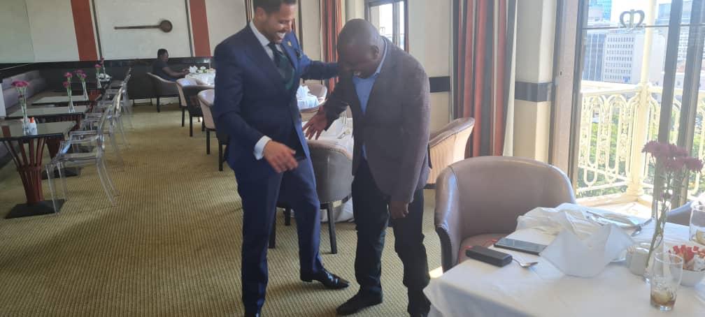 aezimbabwe's tweet photo. AEZ president Alson Darikayi
@ADarikayi meets Zim Head of Consul to Israel, Consular General Ambassador Ron Levi Musan
@RonnyLeviMusan
#Game changing economic empowerment  partnerships, synergies &amp; collaborations
#religious tourism &amp; hospitality opportunities
Empowerment is Now! https://t.co/XWnohnmBRU