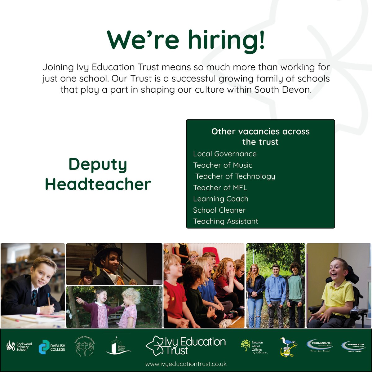 📢 WE'RE HIRING 📢

Vacancy: Deputy Headteacher: High Quality Teaching and Teacher Development.

To find out more and to apply, please visit: ivyeducationtrust.co.uk/deputy-headtea…