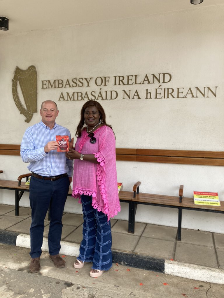 IrlEmbNigeria's tweet photo. Ambassador Ryan was delighted to catch-up today with @MamasheeIE herself whose amazing Irish-Nigerian food products including Kilishi are bringing African flavours to Ireland. https://t.co/VxLjCrRAZv
