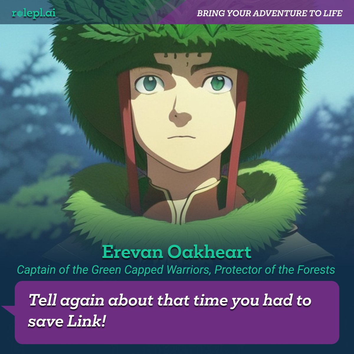 rolepl_ai's tweet photo. Warriors, gather 'round! It's time to defend our beloved Eastern Forests from the encroaching orcs. Share your best strategy or riddle to befuddle our foes! Your wisdom might just save our home. #roleplay #TTRPG #DND #Zelda #dungeonmaster #RPG #roleplay 🌳🏹 https://t.co/tINXAIyc4H