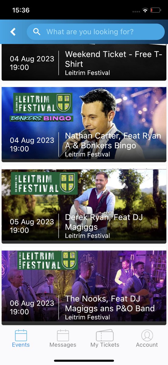 Get your tickets for the Leitrim Festival on the app now