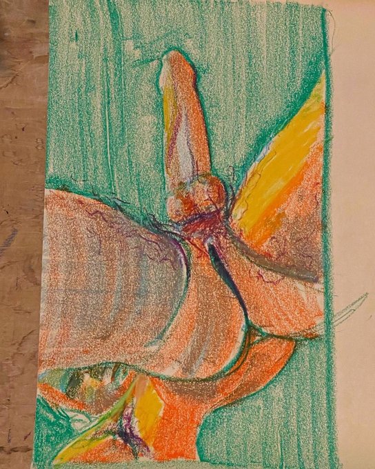 Oil pastel sketch. Self portrait 2022 https://t.co/IcZ1f0EltT