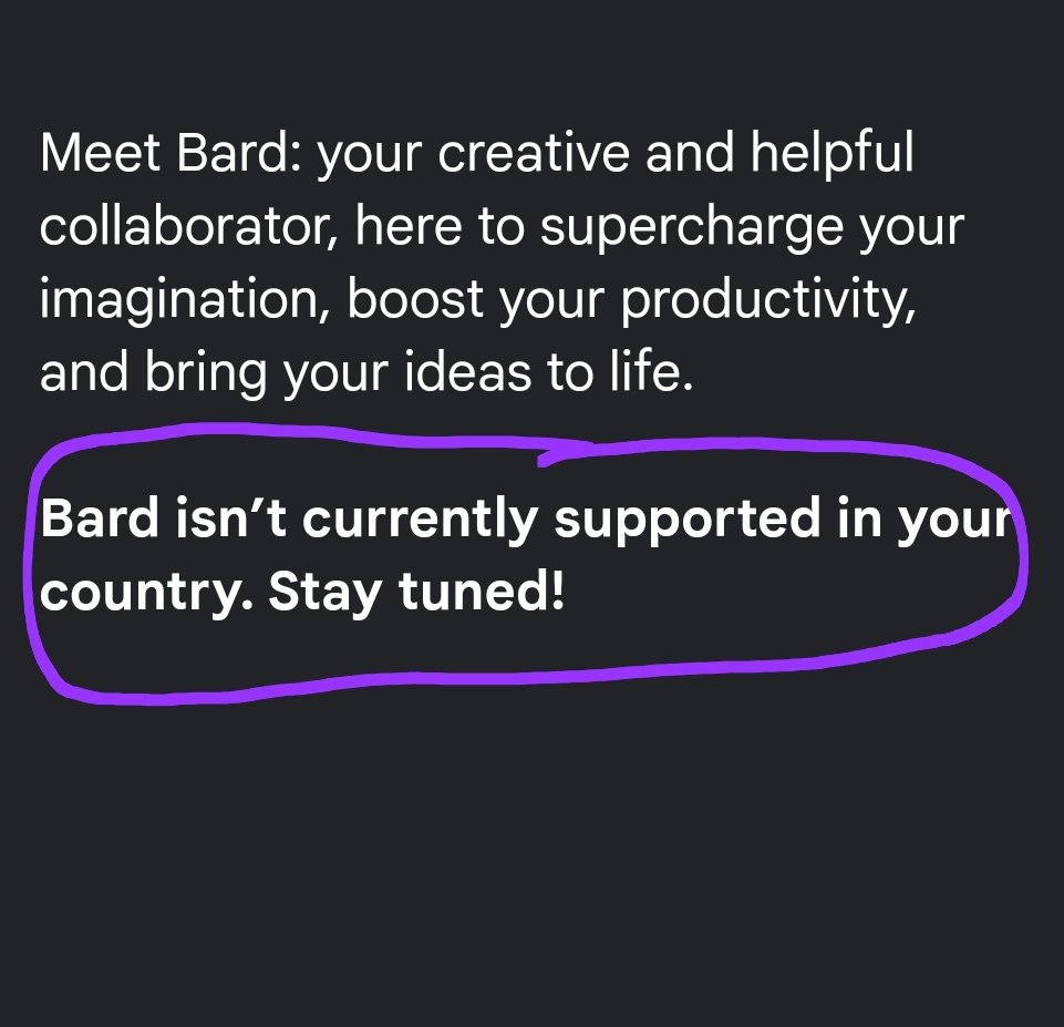 wpzak's tweet photo. @danmurrayserter One thing ChatGPT is better than Bard... Its fckn available. https://t.co/ZfZfiwxTat
