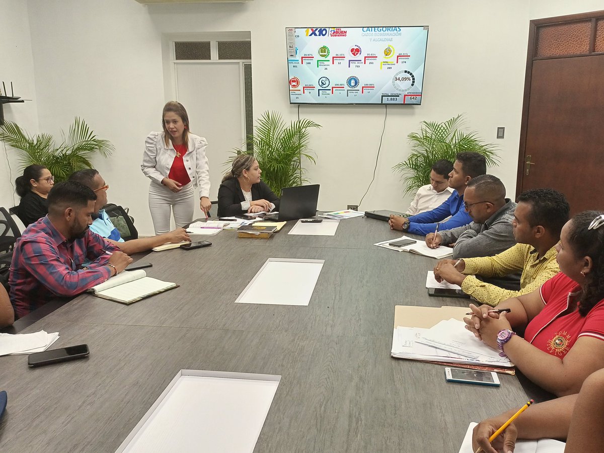 marycarmonsalve's tweet photo. #AlMomento || Dando cumplimiento a las instrucciones del presidente @NicolasMaduro y el gob @josemvasquez, se desarrolla mesa de trabajo con los jefes de sala situacional del 1x10 del Buen Gobierno de los municipios guariqueños.
#LeerDescoloniza https://t.co/QNzEC73PpU
