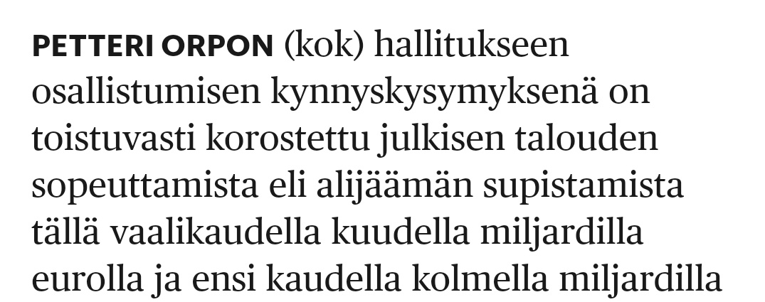 #Kokoomus on saanut aikaan valtaosan valtionvelasta. Puolueen harjoittamat leikkaukset ja uusliberalismiin nojaava politiikka ovat tehneet sen, että talous ei ole vuosikymmeniin kasvanut. Tosin tulo- ja varallisuuserot ovat räjähtäneet käsiin.

1/