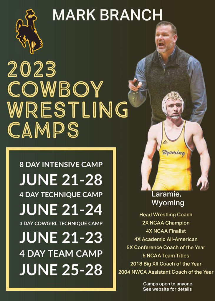 WyoWrestle's tweet photo. Time is running out to sign up for the  🤠🤼‍♂️ summer camps! 

Get registered today! #LCT https://t.co/emtZR98sin