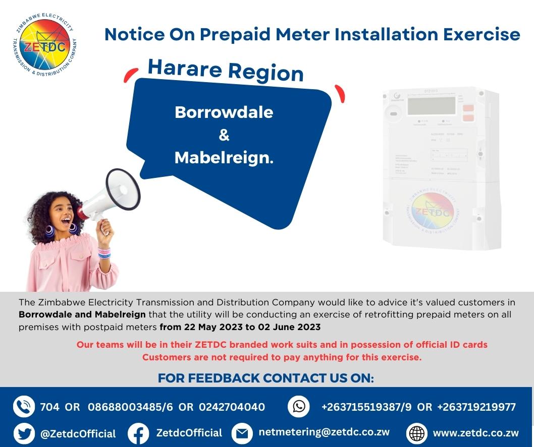 AsterXe_dex's tweet photo. #Alert
#PrepaidMeterInstallationExercise
#Mabelreign
#Borrowdale
#Harare region clients in the mentioned areas kindly take note.
@ZESAHOLDINGS_
@HeraldZimbabwe
@NewsDayZimbabwe
@ZBCNewsonline https://t.co/b4FrgIrp03