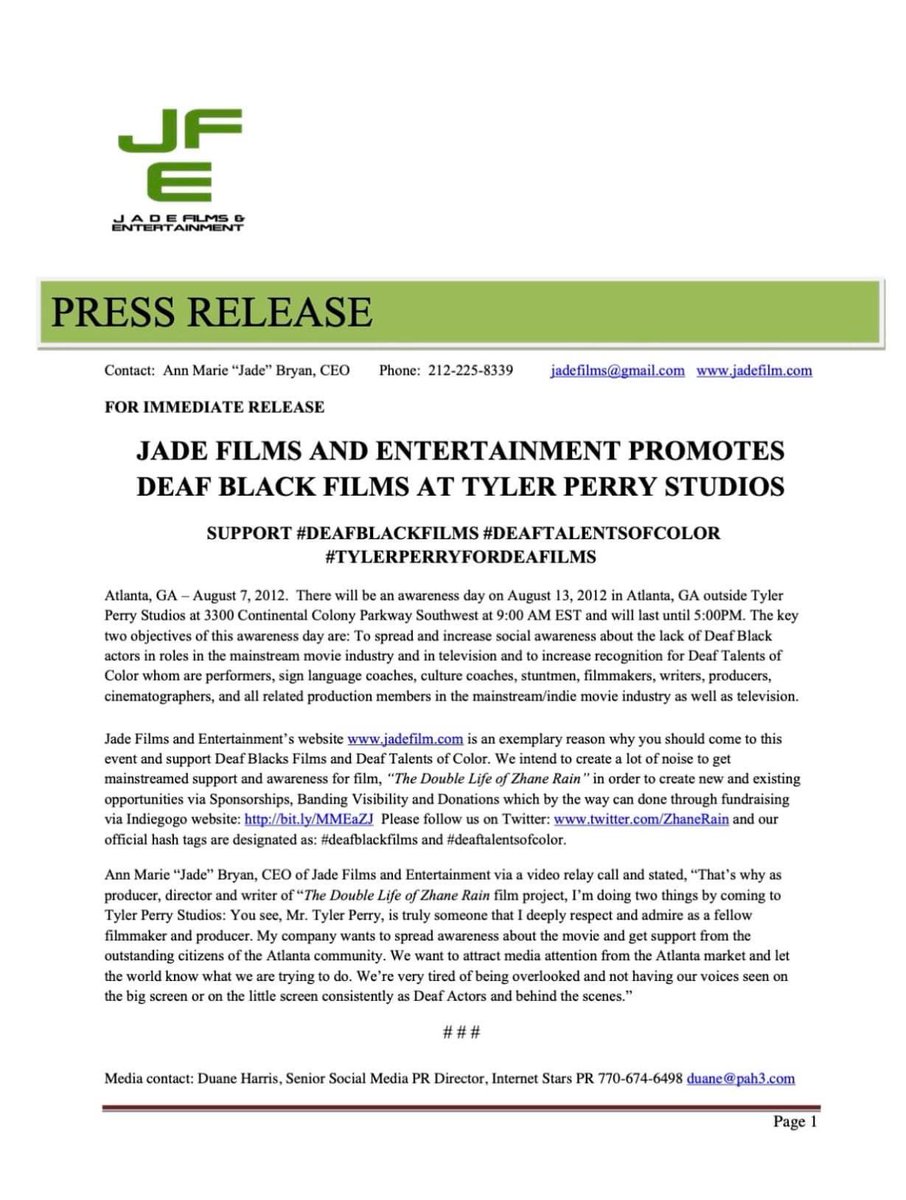 DeafShowRunner's tweet image. I advice you to read this old press release written in 2012. Never mind the grammars . I didn’t write it. The point of this letter is to show you what has manifested into a reality today through our Deaf Talent®️ movement and platform. Read more. #DeafTalent®️ #DeafTalentCampaign
