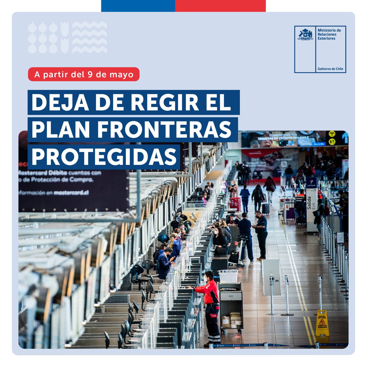 ¡Cambia la normativa sanitaria para ingresar a Chile! 
El Ministerio de Salud informó que ya no rige el "Plan Fronteras Protegidas". 
No es necesaria la solicitud del test PCR, el testeo aleatorio al ingresar al país ni el carnet de vacunas.
Más detalles: bit.ly/42tfC3b