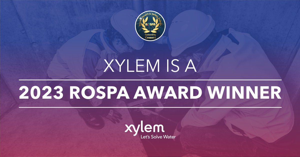 Xylem's tweet image. Creating a culture of safety and well-being is key for Xylem. 🔑 

We’ve been recognized by @RoSPA for our commitment to the continuous improvement of preventing accidents and ill health at work. 

Learn more: ow.ly/uOec50OpaOC

#RoSPAWinner2023 #LetsSolveWater