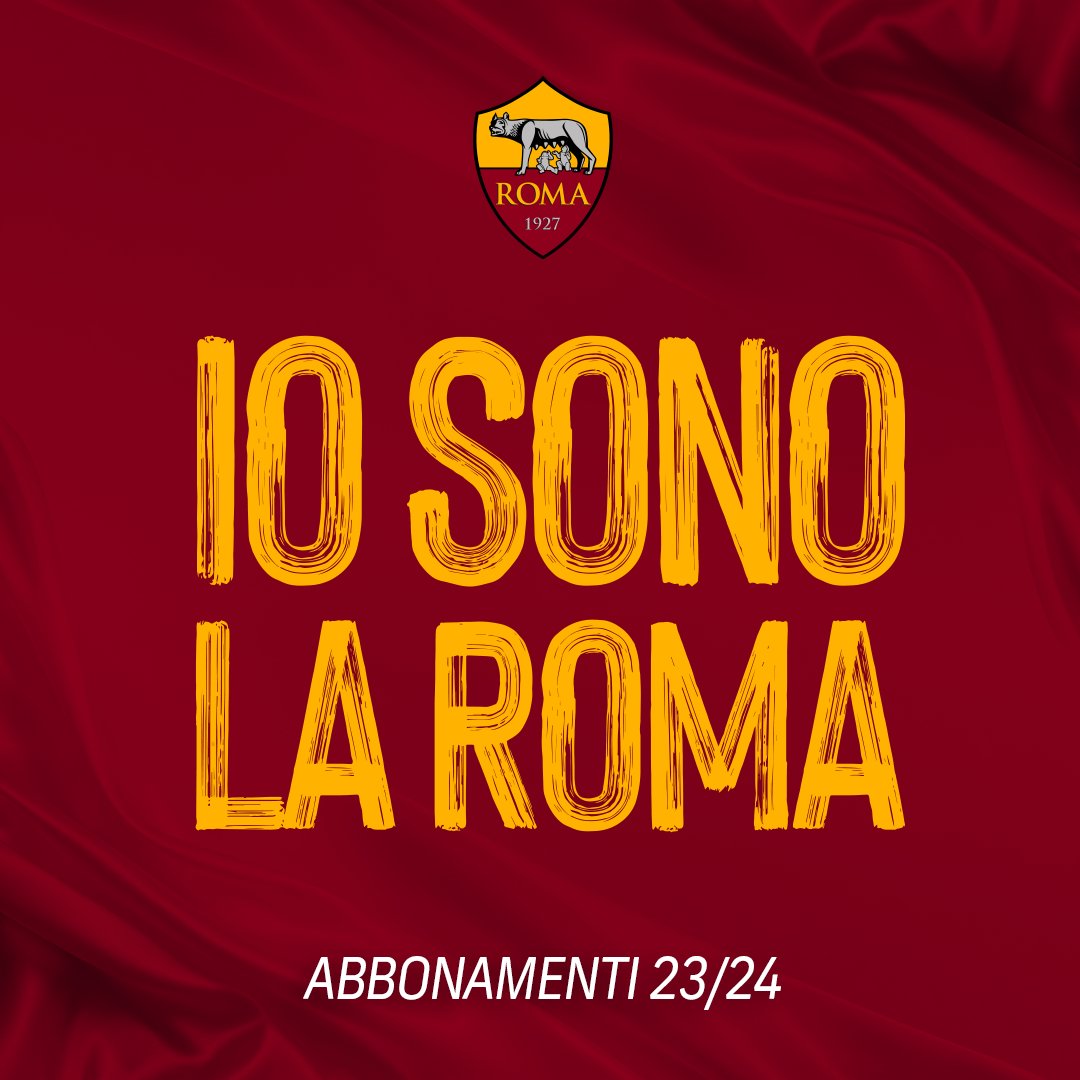 🟨 IO SONO LA ROMA 🟥

🏟️ Abbonamenti 2023-24: ecco tutte le info!
📄 asroma.com/it/notizie/685…

#ASRoma