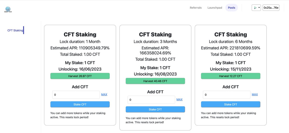 CFT Staking live on app.coldfi.tech/#/pools
More details in our TG: t.me/ColdFiTechTalk…
#Defi #earnmoney #Staking #StakingRewards