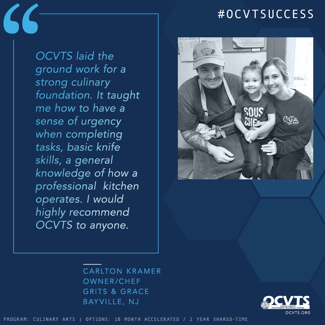 Celebrating OCVTS Success Story, Carlton Kramer c/o 2008!  "Always be open to learning. I’ve been doing this for 20 years and everyday I learn something new about the hospitality industry. Never get complacent &amp; always try to do better than the day before." #ocvtsuccess #ocvts