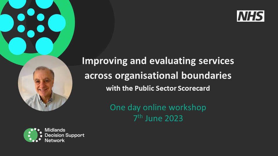 MDSN Training: One-day online - Improving and evaluating services across organisational boundaries
07/06/23
This interactive workshop will give you considerable insight into performance management in health and public services
Led by <a href="/moullin_max/">Max Moullin</a>
Register: midlandsdecisionsupport.nhs.uk/training-event…