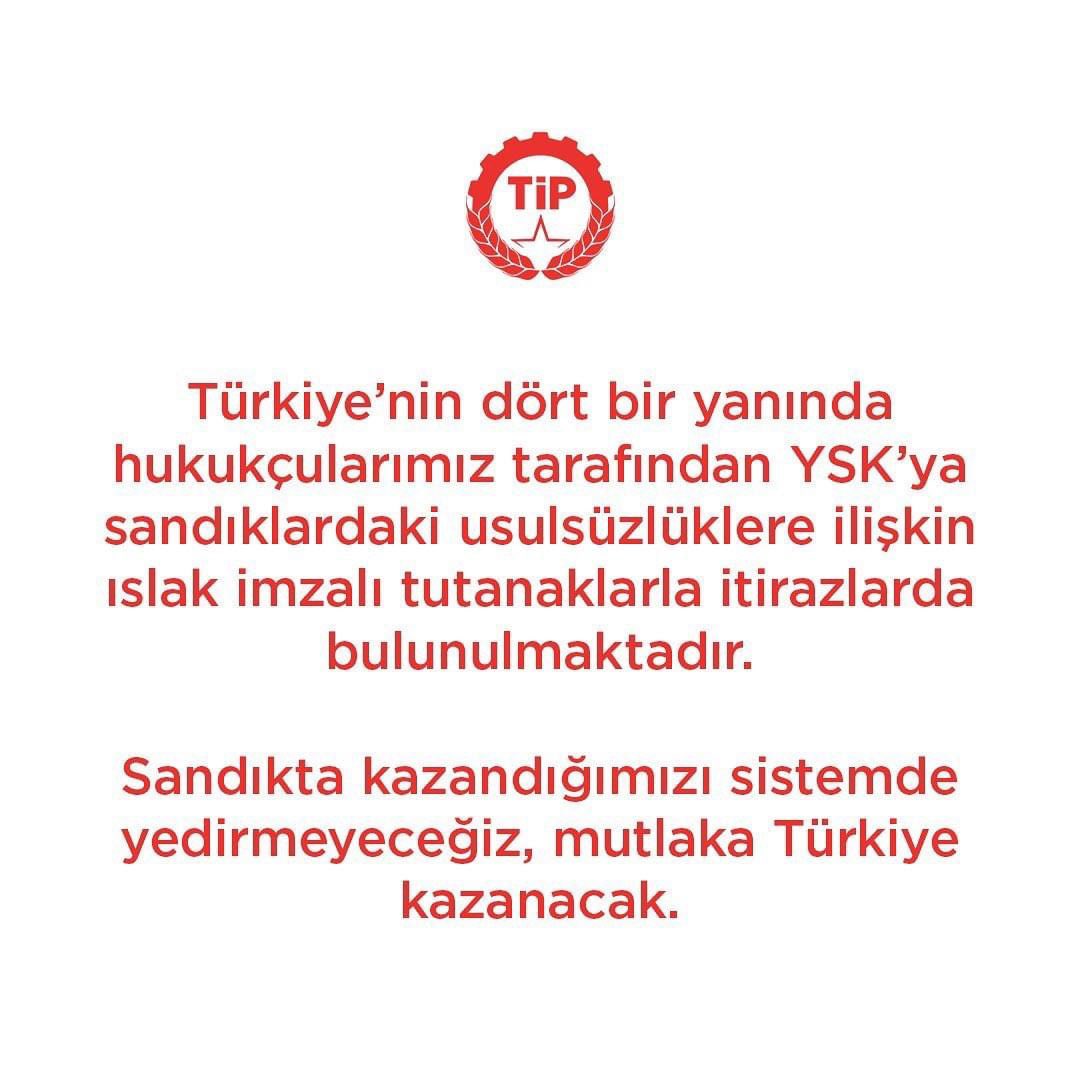 Kamuoyuna saygıyla duyurulur.‼️

#seçim2023 #türkiyeişçipartisi #ysk #itiraz