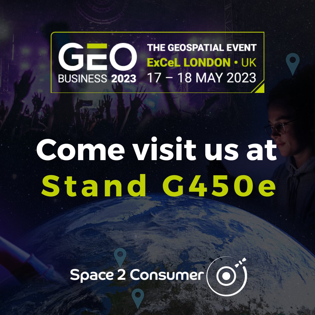 space2consumer's tweet photo. We're looking forward to exhibiting tomorrow at @GEOBusinessShow as part of the @location_data  Scottish Innovation Village at stand G450e! 🛰

Our team is excited to discuss our strategy and mission...🚀

We look forward to seeing you there! 🚀

#business #innovation #ugc https://t.co/vMJ9t6GXwG