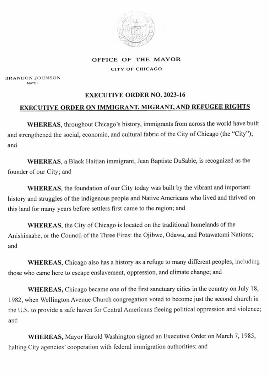 New Chicago mayor establishes a Deputy Mayor for Immigrant, Migrant and Refugee Rights, "... to address immediate needs and long-standing policy and programmatic goals to ensure the efficacy of Chicago’s status as a welcoming &amp; sanctuary city."
 nbcchicago.com/news/local/may…