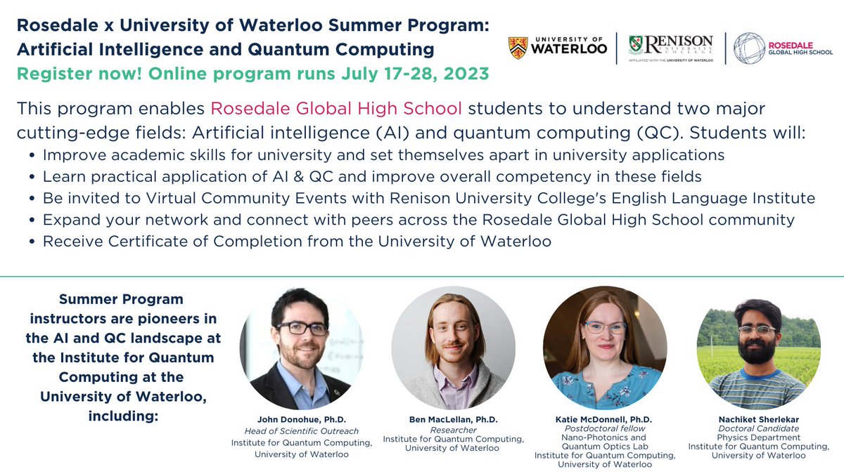 Quantum Tech (@_quantumtech) on Twitter photo RT <a href="/RosedaleEDU/">Rosedale International Education</a>: Rosedale Global High School #OSSD students can now register for an exclusive joint Summer Program with <a href="/UWaterloo/">University of Waterloo</a> & its world-leading <a href="/QuantumIQC/">Institute for Quantum Computing (IQC)</a>, and <a href="/renisoncollege/">Renison University College</a> with virtual community events hosted by @renisoneli!
"Introduction to… RT <a href="/RosedaleEDU/">Rosedale International Education</a>: Rosedale Global High School #OSSD students can now register for an exclusive joint Summer Program with <a href="/UWaterloo/">University of Waterloo</a> & its world-leading <a href="/QuantumIQC/">Institute for Quantum Computing (IQC)</a>, and <a href="/renisoncollege/">Renison University College</a> with virtual community events hosted by @renisoneli!
"Introduction to…