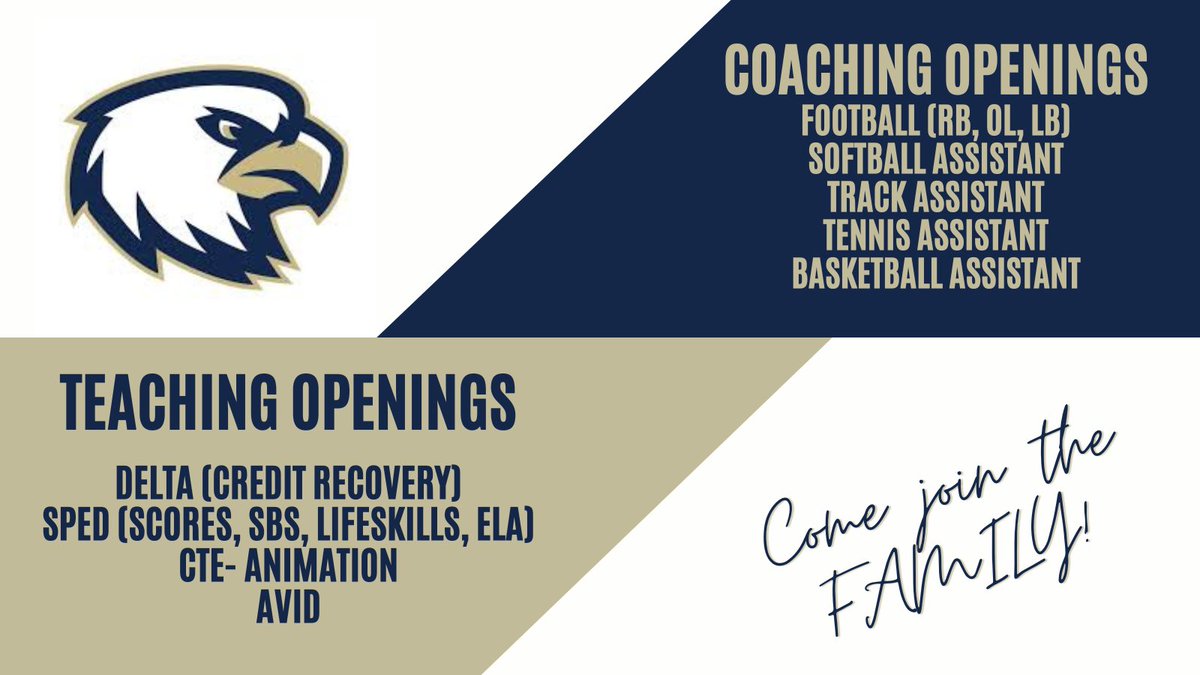 🚨2023-2024 Job Openings🚨 Come join the Family! @Matt_Stepp817 @THSCAcoaches Message me or email: joseph.saxe@austinisd.org or amanda.thomas@austinisd.org with any questions.