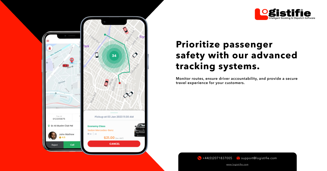 logistifie's tweet image. Prioritize passenger safety with our advanced tracking systems. Monitor routes, ensure driver accountability, and provide a secure travel experience for your customers.

#OnlinebookingSystem #GroundTransportation #Transportation #Business #dispatchsoftware #taxibookingapp